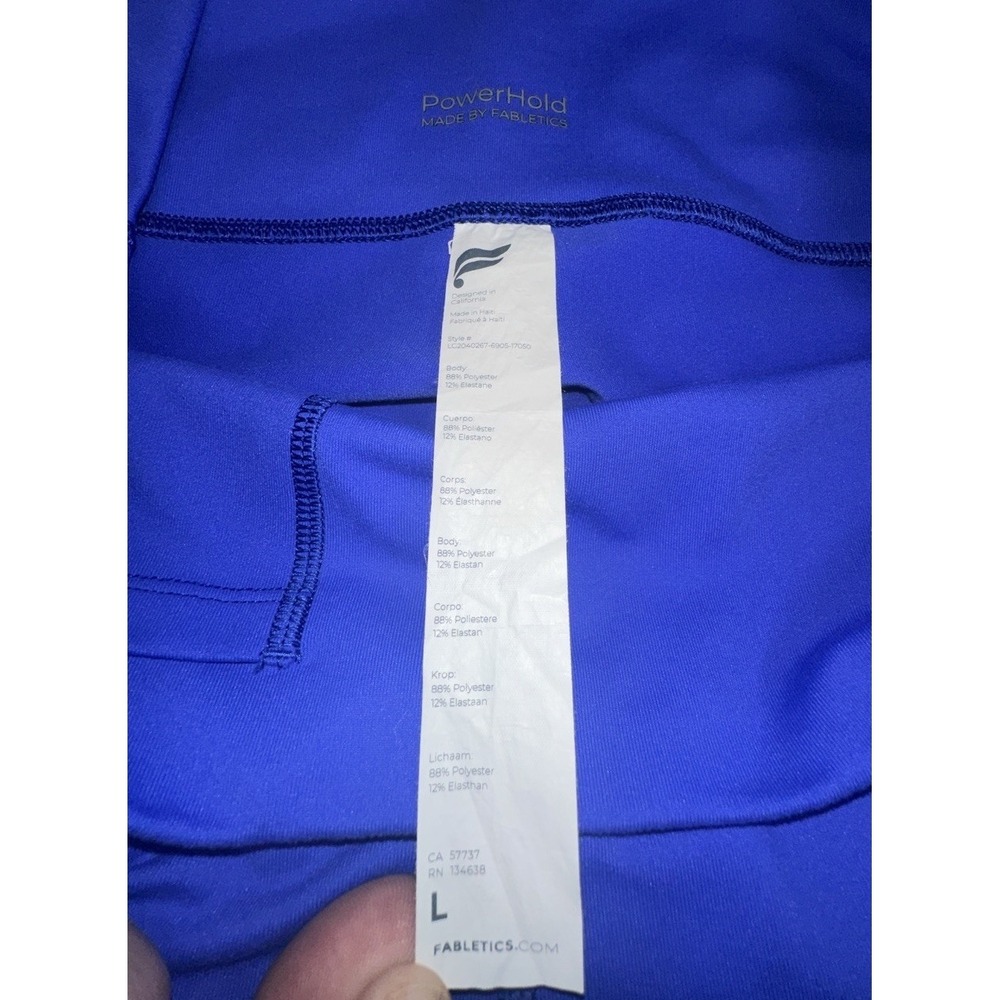 Fabletics Powerhold Leggings Womens Large Blue Yellow Mid Rise Athletic Pockets - Picture 2 of 5
